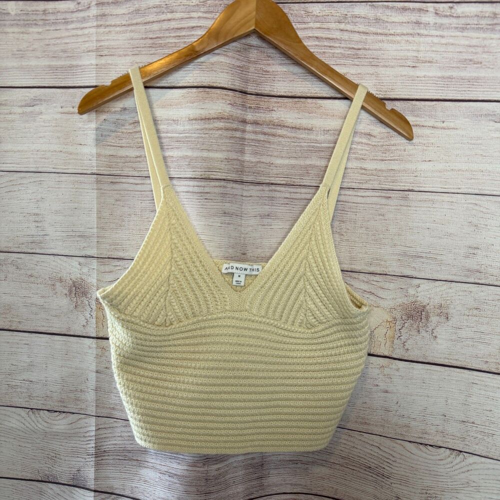 And Now This Cream Knit Tank Top Medium Boho Festival Summer